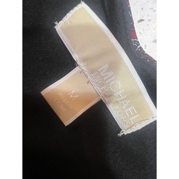 MICHAEL KORS BLOUSEN BLACK AND RED PAISLEY LINED RUFFLED WAIST WOMENS MEDIUM - Picture 3 of 10